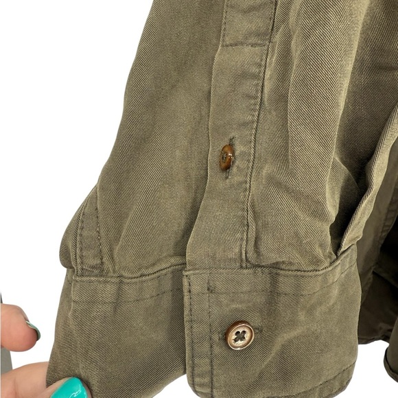 Babaton 2XL Utility Shirt Jacket Olive Green Tencel Lyocell Oversized Aritizia - Picture 10 of 13